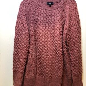 Express Women's Mauve Oversized Knit Sweater